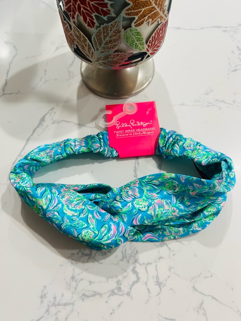 New Lilly Pulitzer Turquoise Floral Twist Wrap Headband